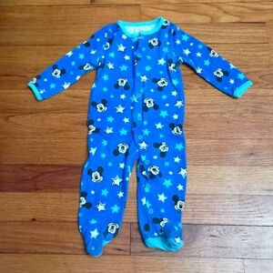 3/$10 🌟Blue Disney Baby Mickey Mouse Footsie PJ's Pajamas with Stars 3-6 Months